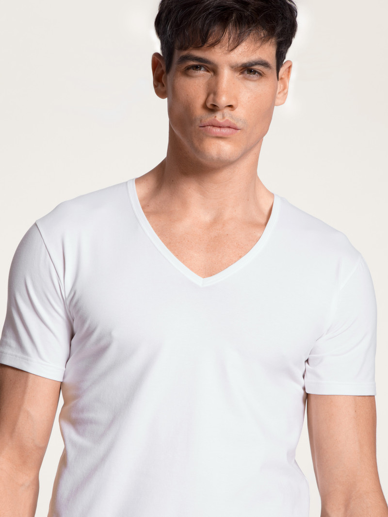 Calida Cotton Code V-shirt Unterwäsche Herren Weiss | 25709-JLQG