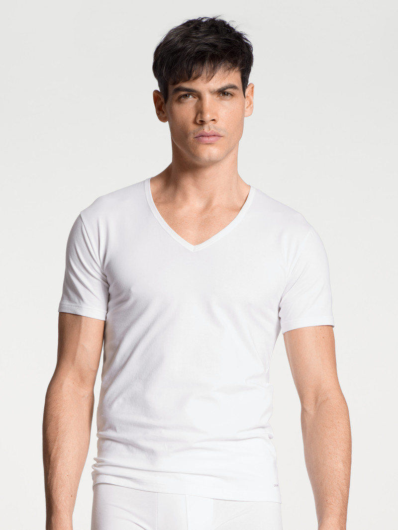 Calida Cotton Code V-shirt Unterwäsche Herren Weiss | 25709-JLQG