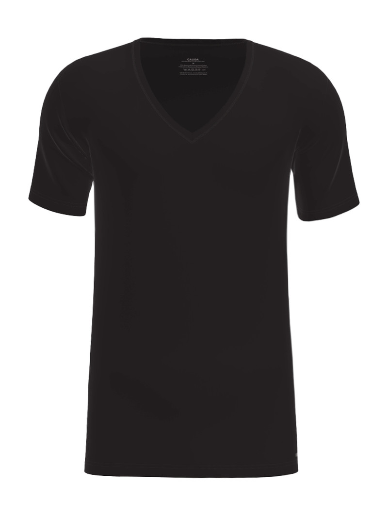 Calida Cotton Code V-shirt Unterwäsche Herren Schwarz | 25703-NQZX