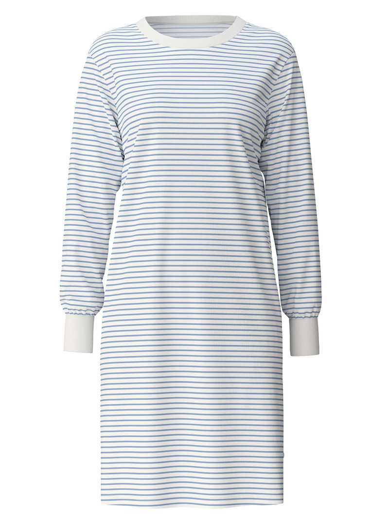 Calida Cotton Stripes Long-sleeved Nightdress, Length 100 Cm Nachtwäsche Damen Endless Sky | 52176-CXZL