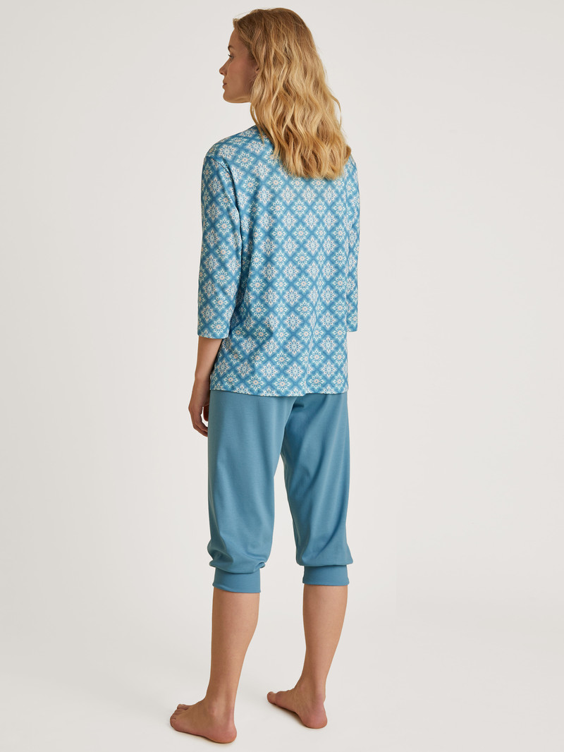 Calida Daylight Dreams 3/4 Pyjama Nachtwäsche Damen Blau | 87045-VNPY