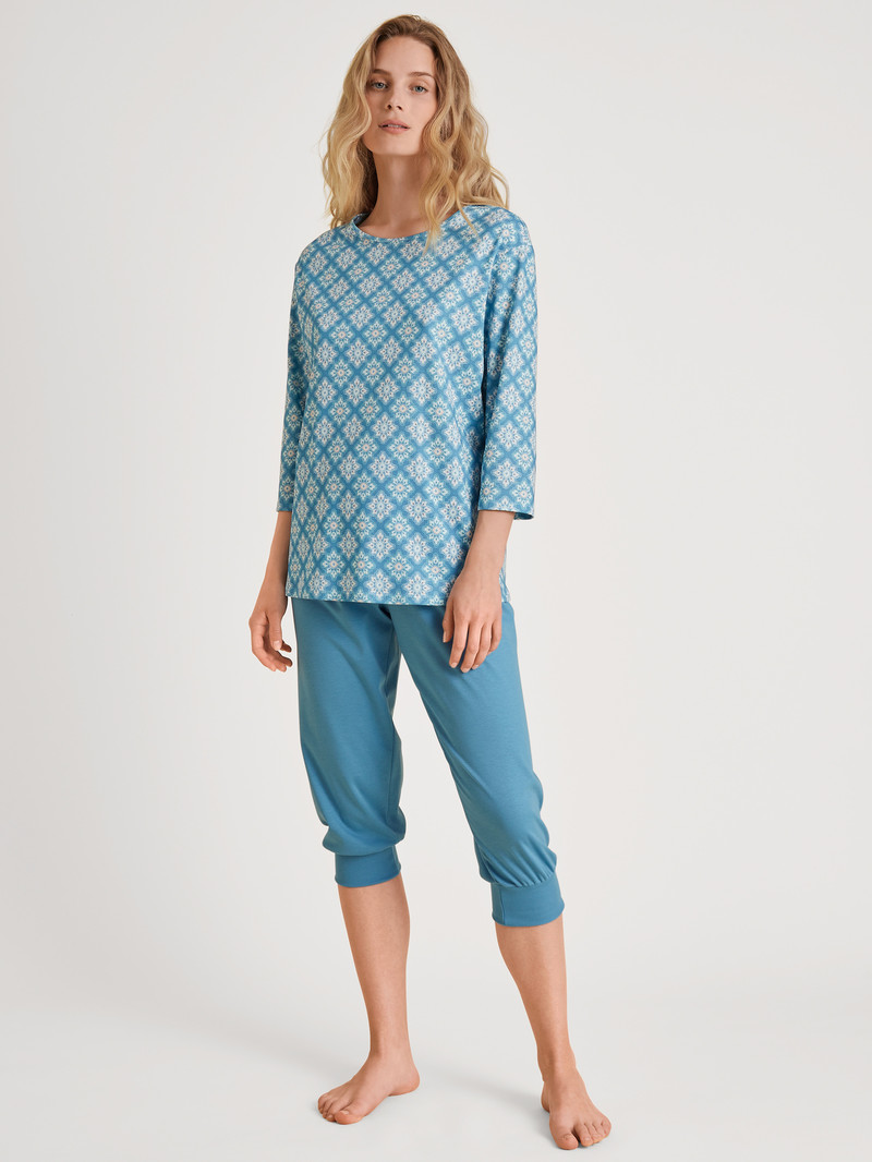 Calida Daylight Dreams 3/4 Pyjama Nachtwäsche Damen Blau | 87045-VNPY