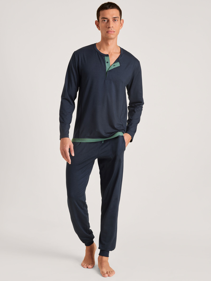 Calida Dsw Balancing Shirt Long-sleeve Deepsleepwear Herren Dunkel | 90436-NPQZ