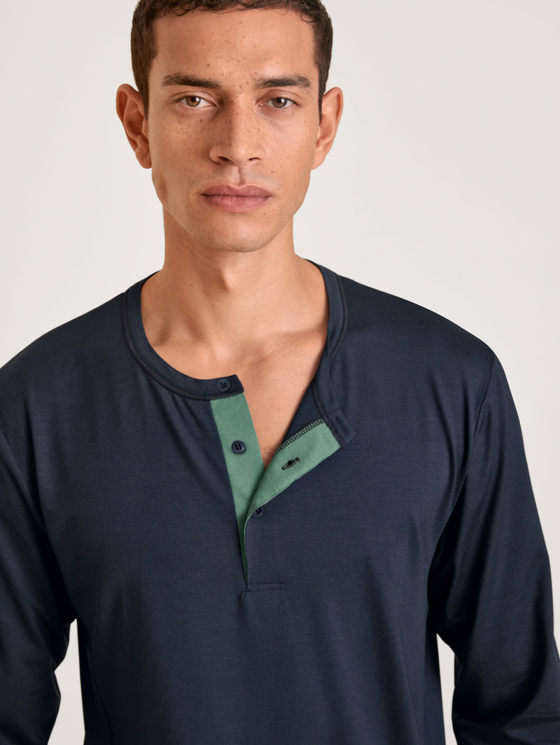 Calida Dsw Balancing Shirt Long-sleeve Deepsleepwear Herren Dunkel | 90436-NPQZ