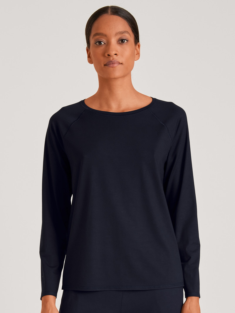 Calida Dsw Balancing Shirt Long-sleeve Deepsleepwear Damen Dunkelblau | 02145-OUHW