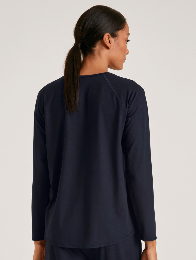 Calida Dsw Balancing Shirt Long-sleeve Deepsleepwear Damen Dunkelblau | 02145-OUHW