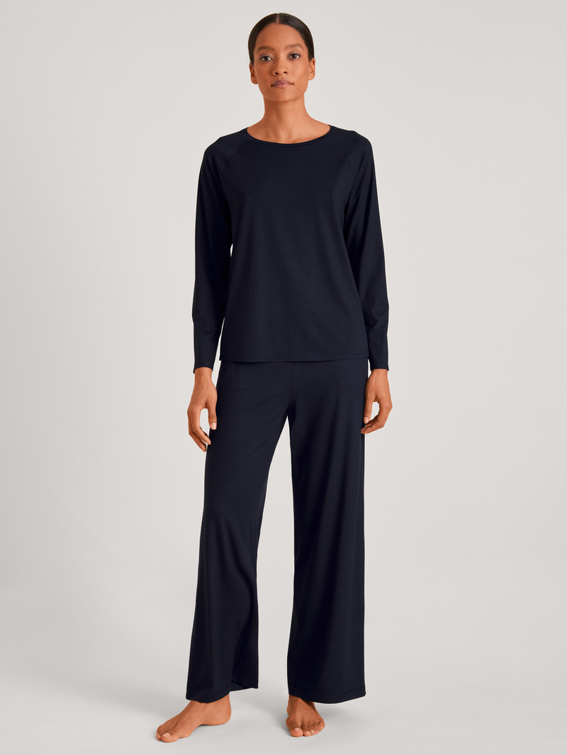 Calida Dsw Balancing Shirt Long-sleeve Deepsleepwear Damen Dunkelblau | 02145-OUHW