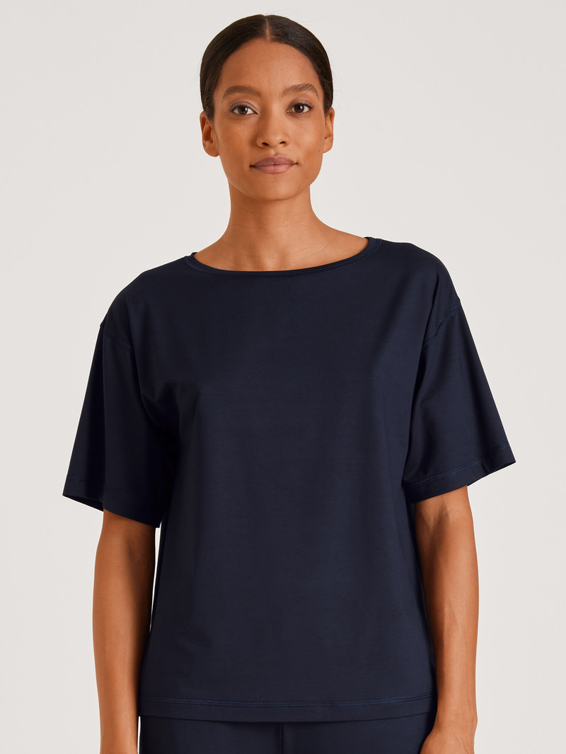 Calida Dsw Balancing Shirt Short Sleeve Deepsleepwear Damen Dunkelblau | 10725-CDPR