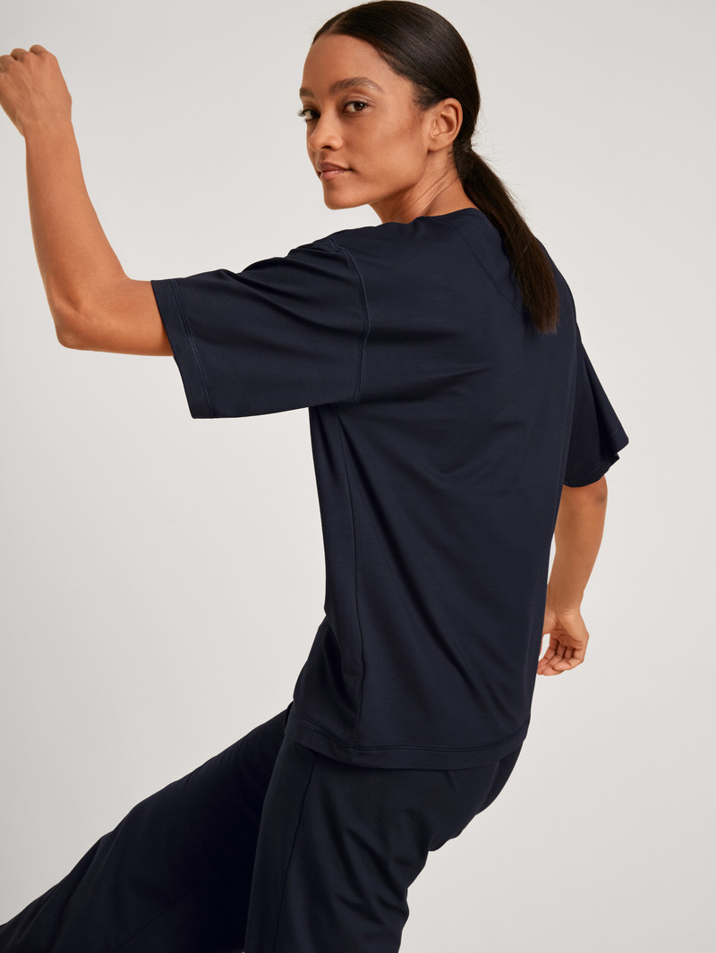 Calida Dsw Balancing Shirt Short Sleeve Deepsleepwear Damen Dunkelblau | 10725-CDPR