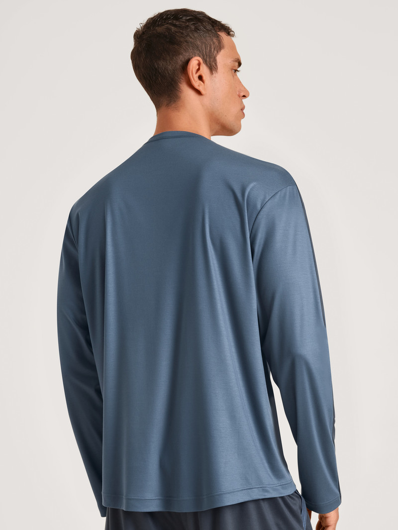 Calida Dsw Cooling Shirt Long-sleeve Deepsleepwear Herren Indigo | 48065-DQIJ