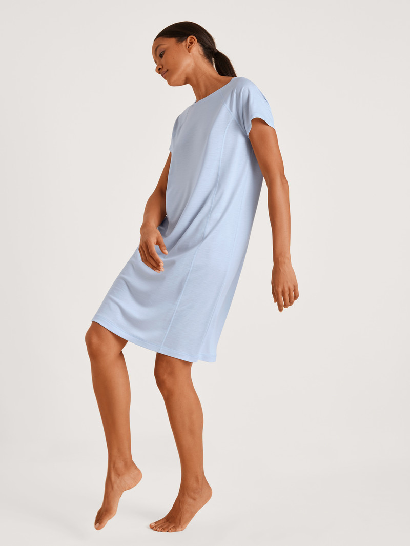 Calida Dsw Cooling Sleepshirt Deepsleepwear Damen Blau | 96107-EHRQ