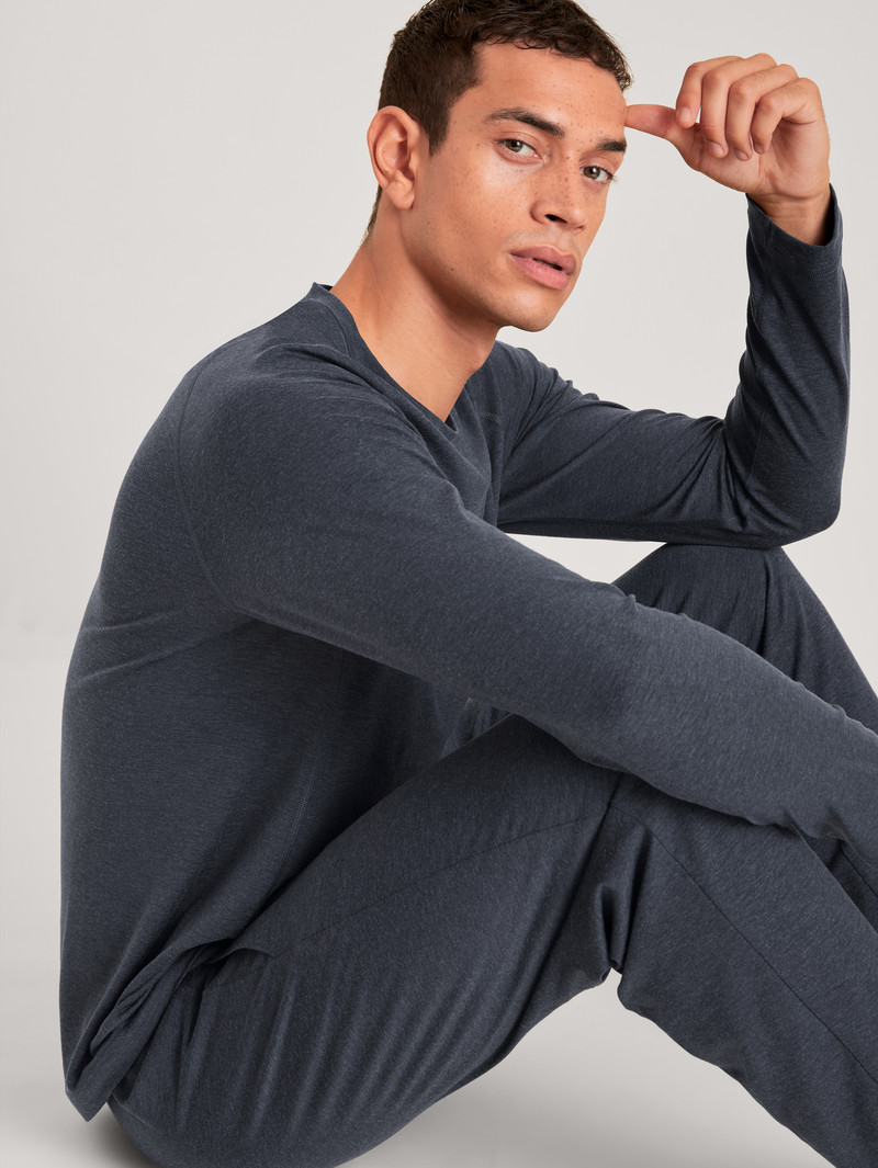 Calida Dsw Warming Shirt Long-sleeve Deepsleepwear Herren Anthrazit | 23415-LPOU