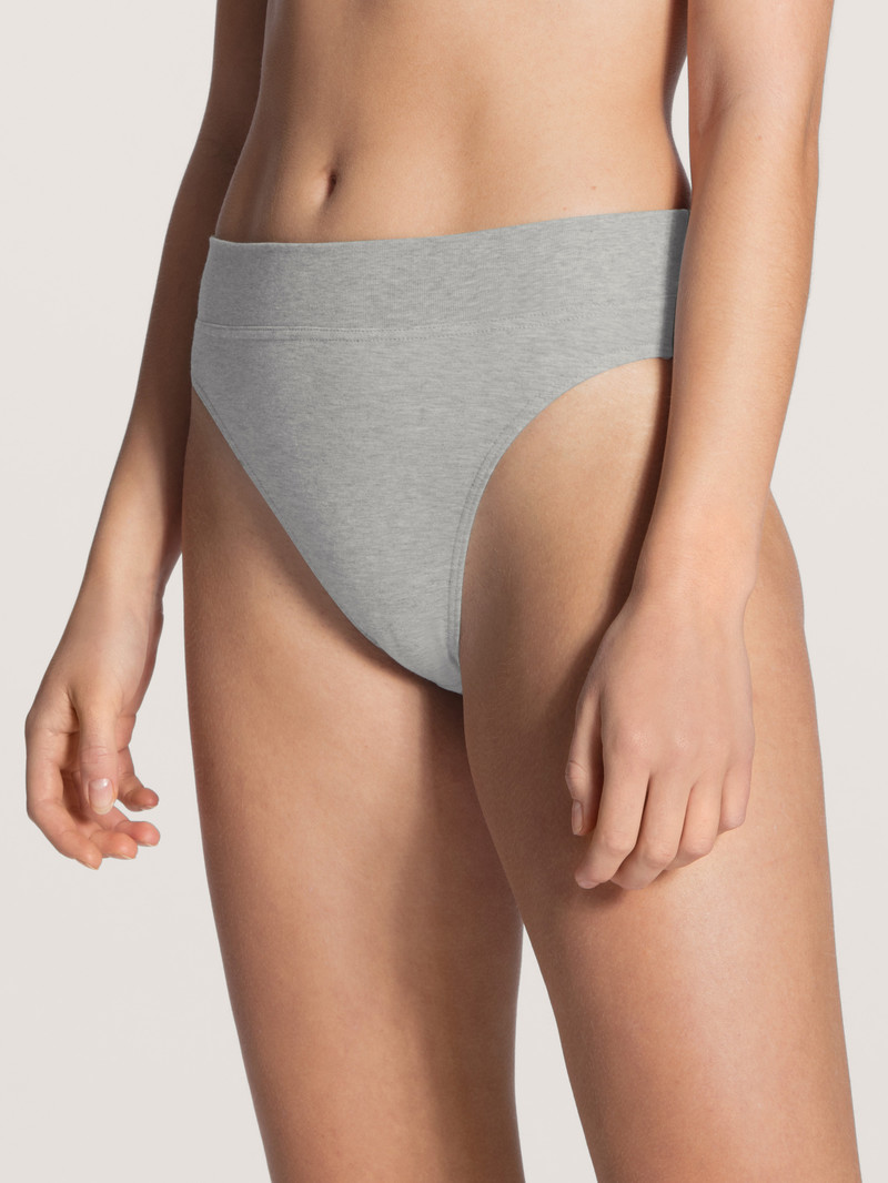 Calida Elastic Brief With Soft Waistband In Double Pack, High Waist Yoga Damen Stone Melange | 73058-SJFC