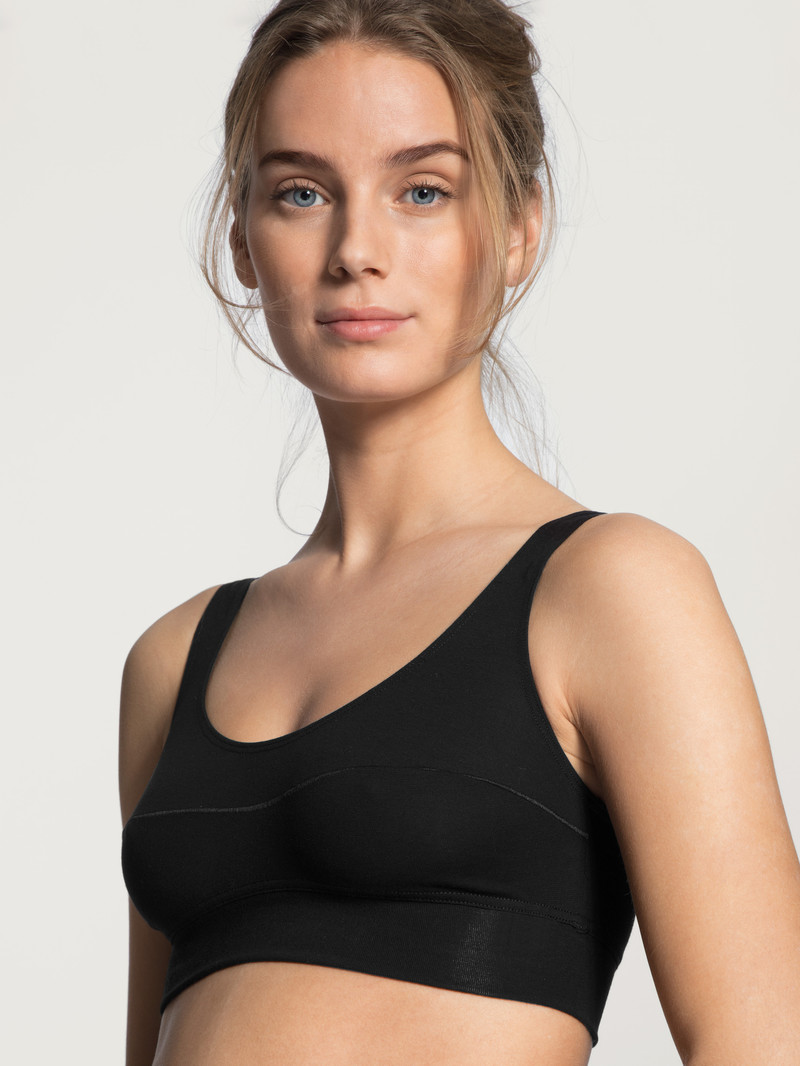 Calida Elastic Bustier Yoga Damen Schwarz | 82436-KHUI