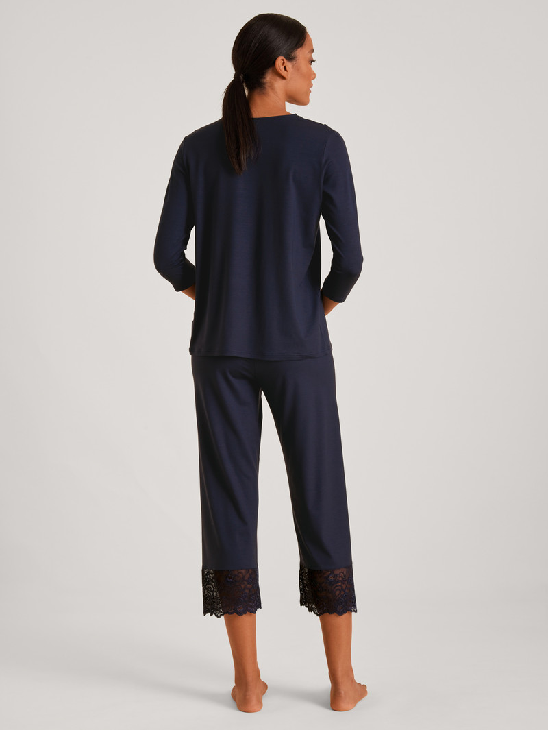 Calida Elegant Dreams 7/8 Pyjama Nachtwäsche Damen Dunkelblau | 31854-FMZW