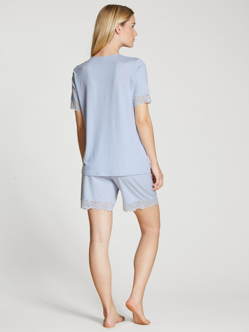 Calida Elegant Dreams Short Pyjama Nachtwäsche Damen Blau | 08596-TQVI