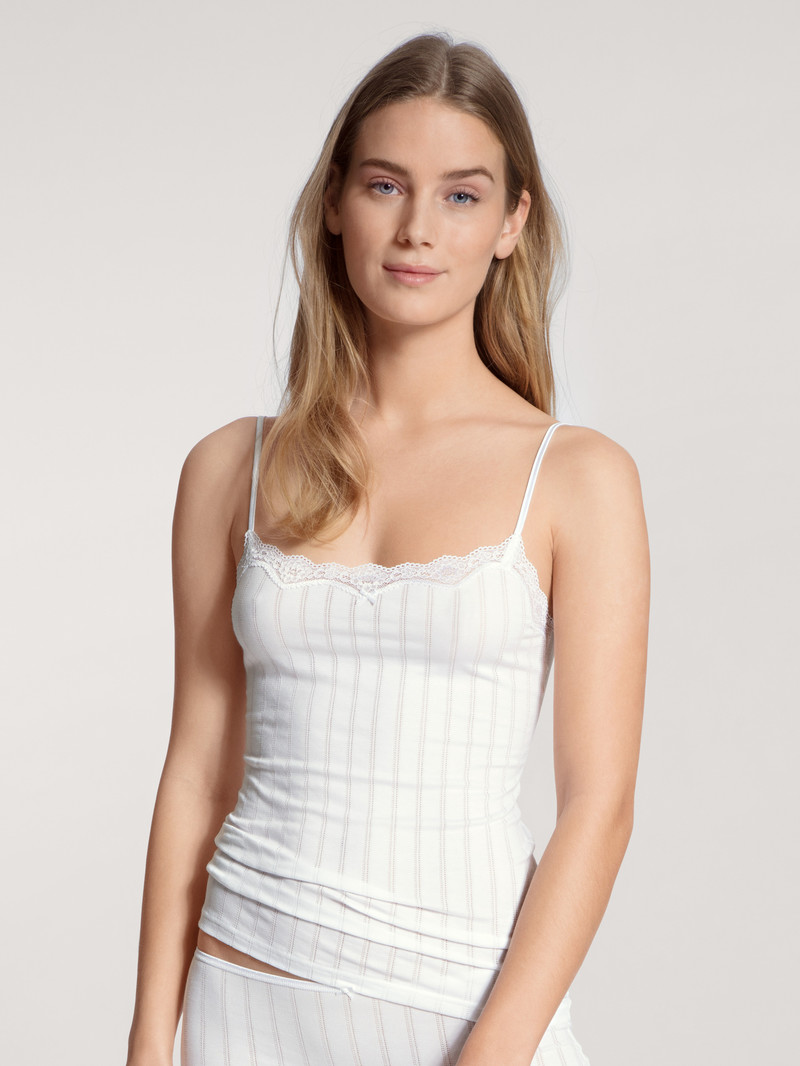 Calida Etude Toujours Spaghetti Top Unterwäsche Damen Weiss | 84305-MQYJ