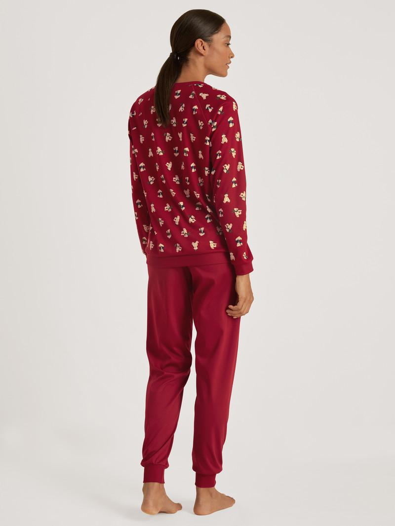 Calida Family & Friends Pyjama With Cuff Nachtwäsche Damen Rot | 86719-SHZN