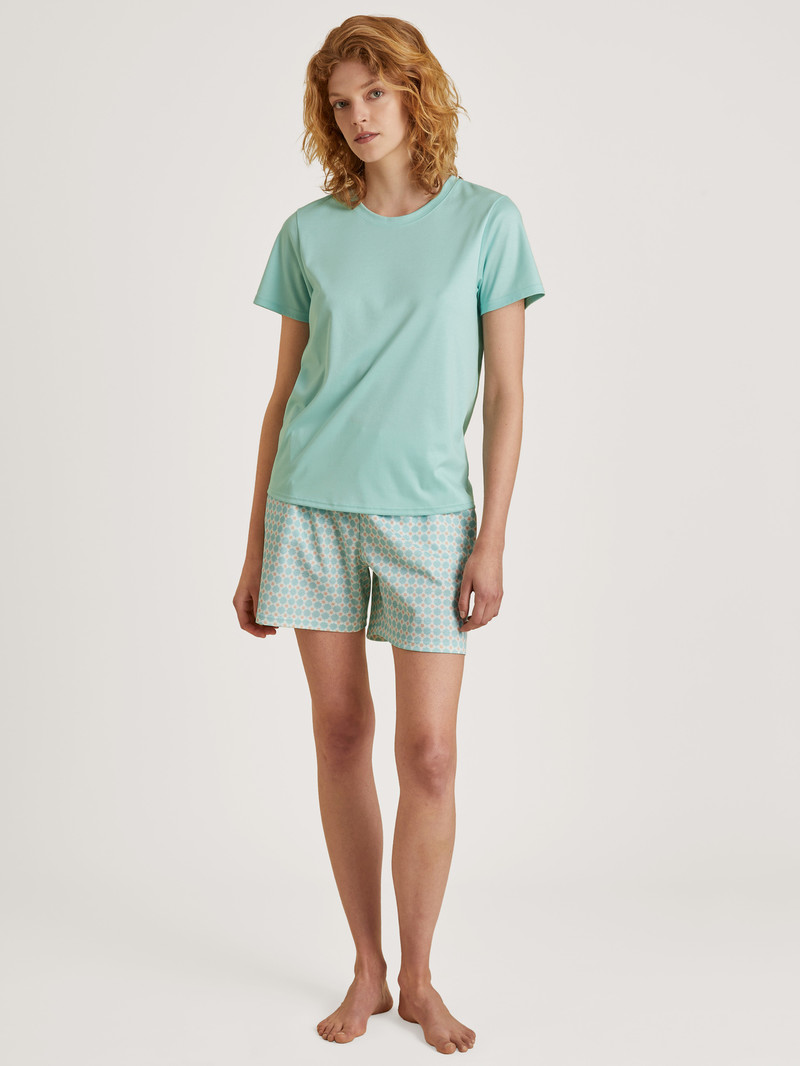 Calida Favourites Balance Shirt Short Sleeve Nachtwäsche Damen Blau | 23781-NRMD