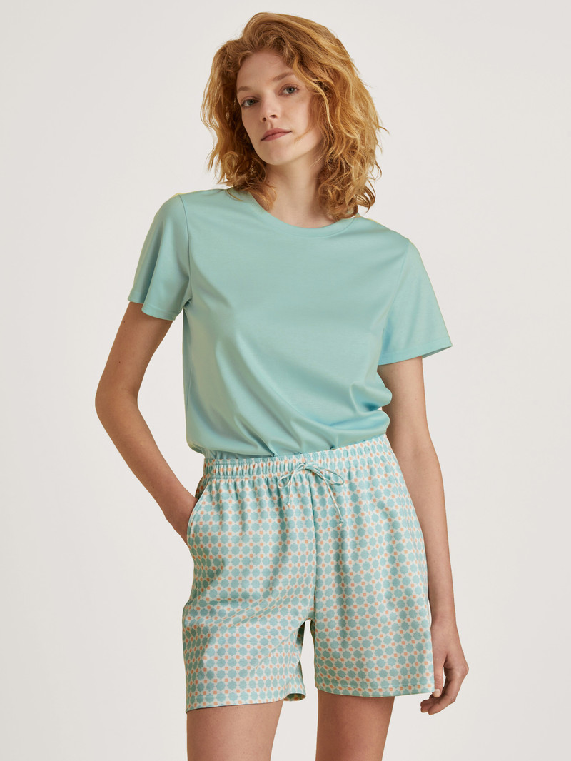 Calida Favourites Balance Shirt Short Sleeve Loungewear Damen Blau | 98415-GJWH