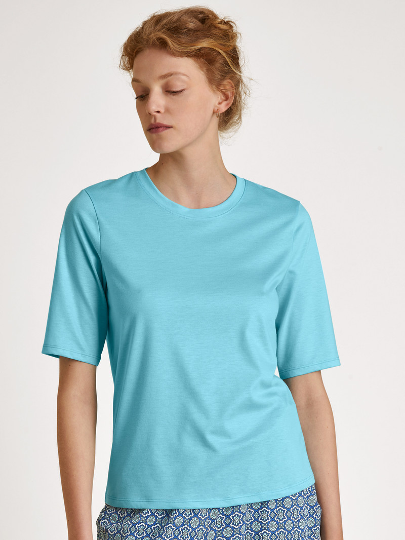 Calida Favourites Energy Shirt Short Sleeve Nachtwäsche Damen Blau | 60153-IETU