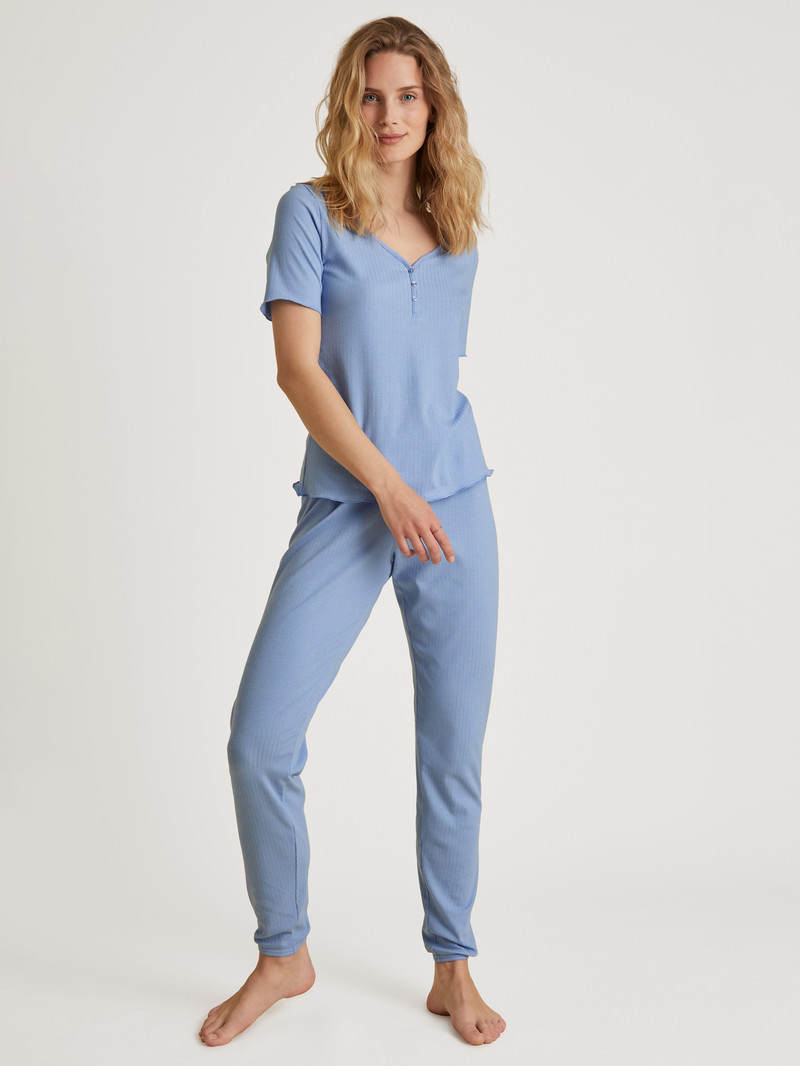 Calida Favourites Harmony Pants With Cuff Nachtwäsche Damen Blau | 71280-OTVU