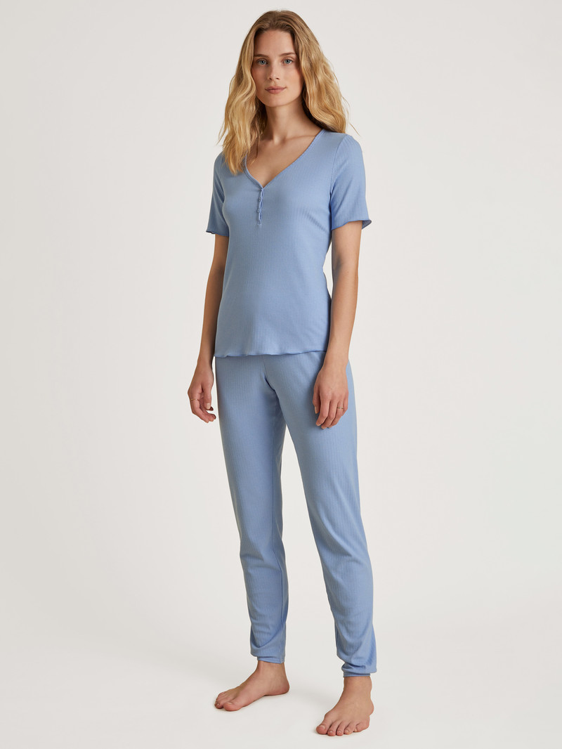 Calida Favourites Harmony Shirt Short Sleeve Loungewear Damen Blau | 45679-QVJG