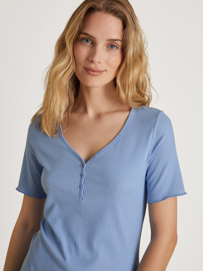 Calida Favourites Harmony Shirt Short Sleeve Loungewear Damen Blau | 45679-QVJG