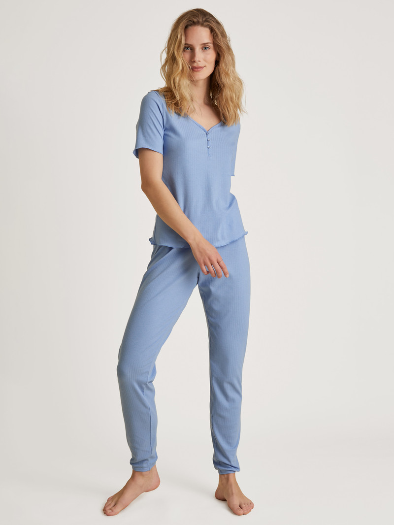 Calida Favourites Harmony Shirt Short Sleeve Loungewear Damen Blau | 45679-QVJG