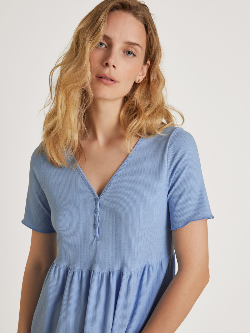 Calida Favourites Harmony Sleepshirt, Length 95cm Loungewear Damen Blau | 92614-HBLI