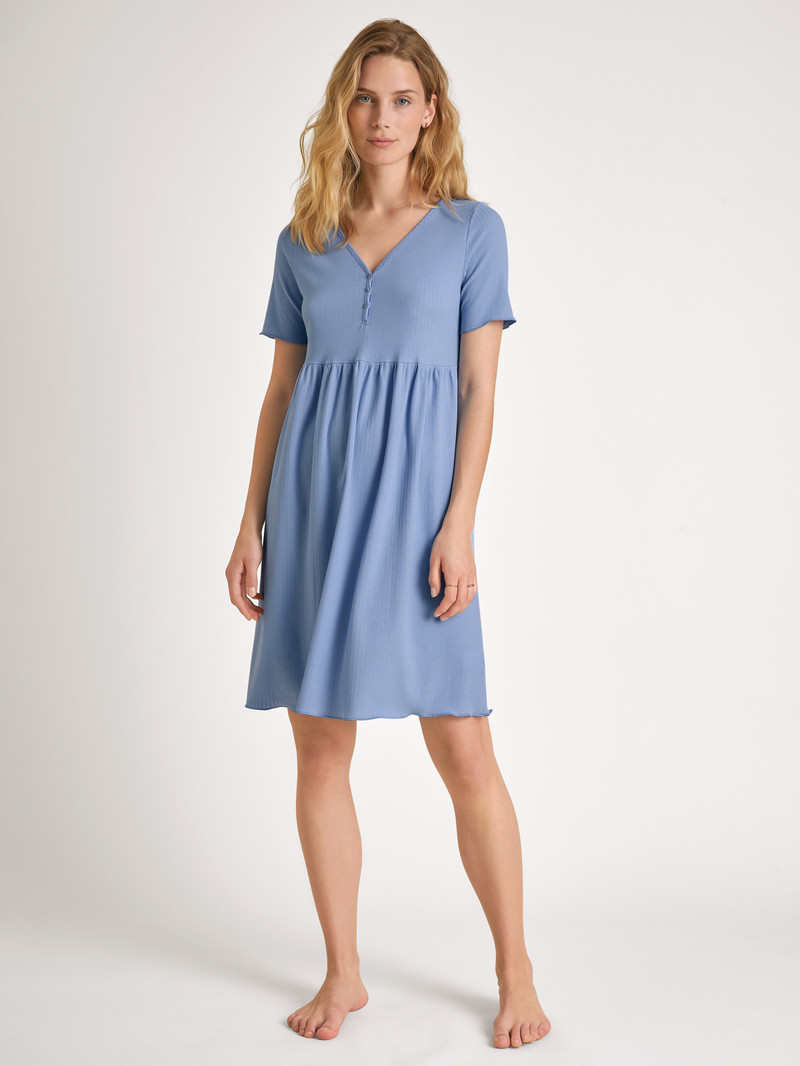 Calida Favourites Harmony Sleepshirt, Length 95cm Summer Oufits Damen Blau | 40826-HPJT