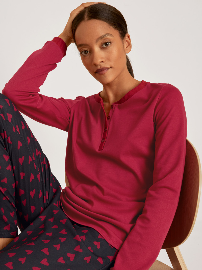 Calida Favourites Holidays Shirt Long-sleeve Loungewear Damen Rot | 23709-PWUY