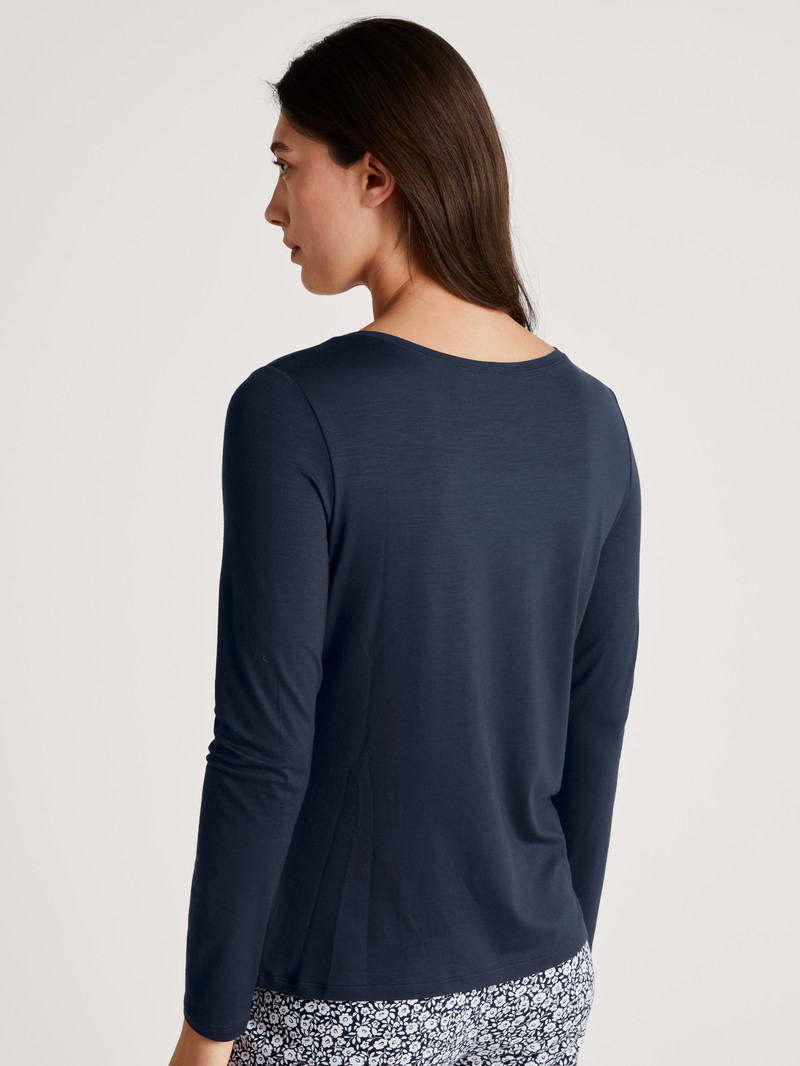 Calida Favourites Joy Ii Shirt Long Sleeve Loungewear Damen Blau | 41678-YVGW