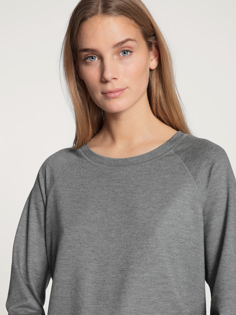 Calida Favourites Lounge Shirt Long Sleeve, French Terry Loungewear Damen Grau | 72451-AYGK