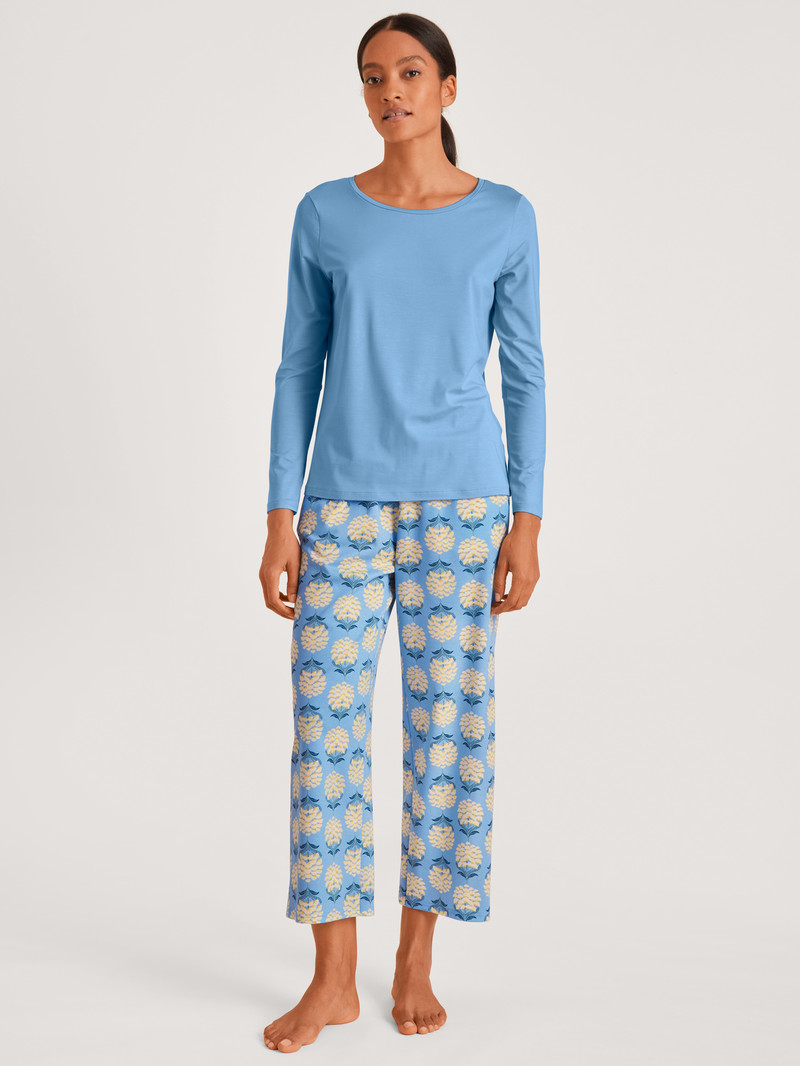 Calida Favourites Paisley Shirt Long Sleeve Loungewear Damen Blau | 98260-YKGZ