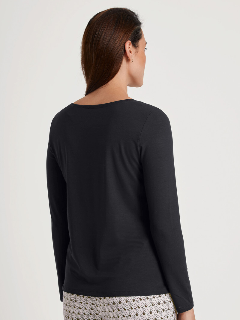 Calida Favourites Seduction Shirt Long Sleeve Loungewear Damen Schwarz | 84056-ZBYG