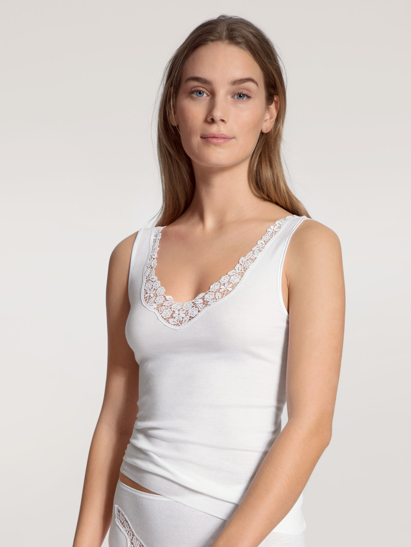 Calida Feminin Sense Tank Top Unterwäsche Damen Weiss | 26719-WVBO