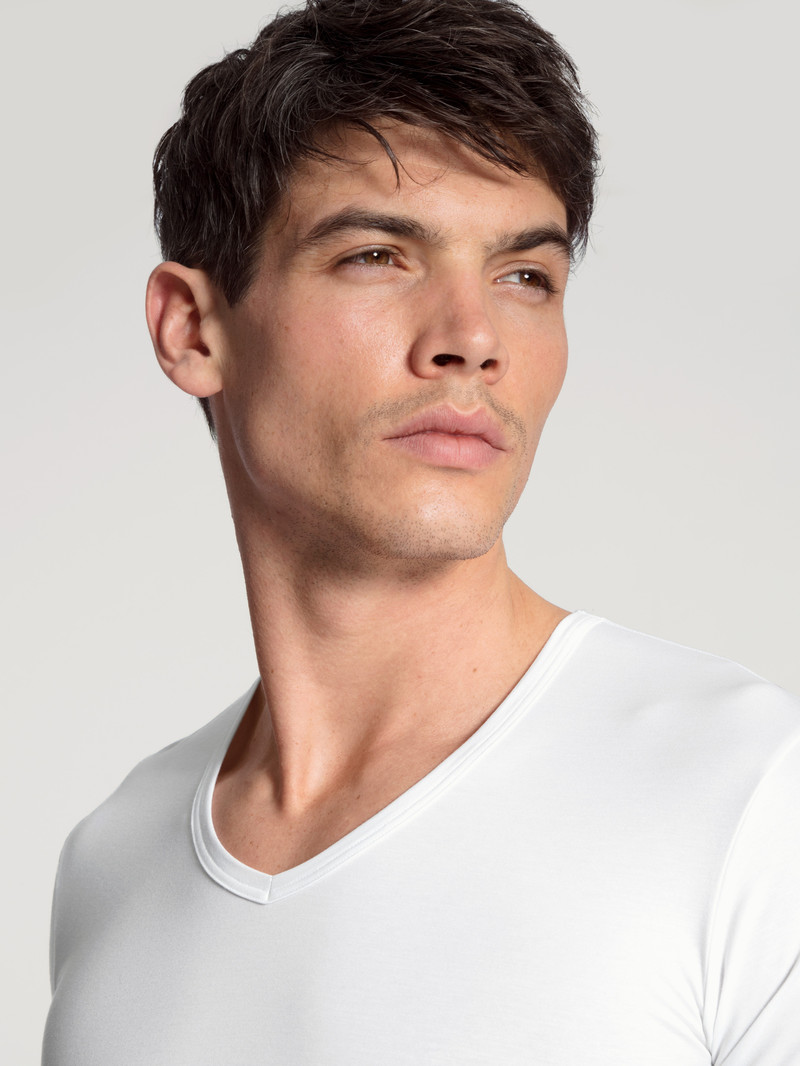 Calida Focus V-shirt Unterwäsche Herren Weiss | 39841-MJXF