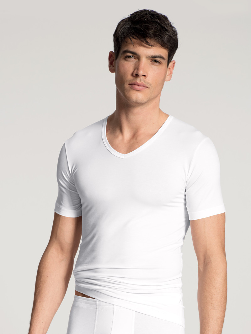 Calida Focus V-shirt Unterwäsche Herren Weiss | 39841-MJXF