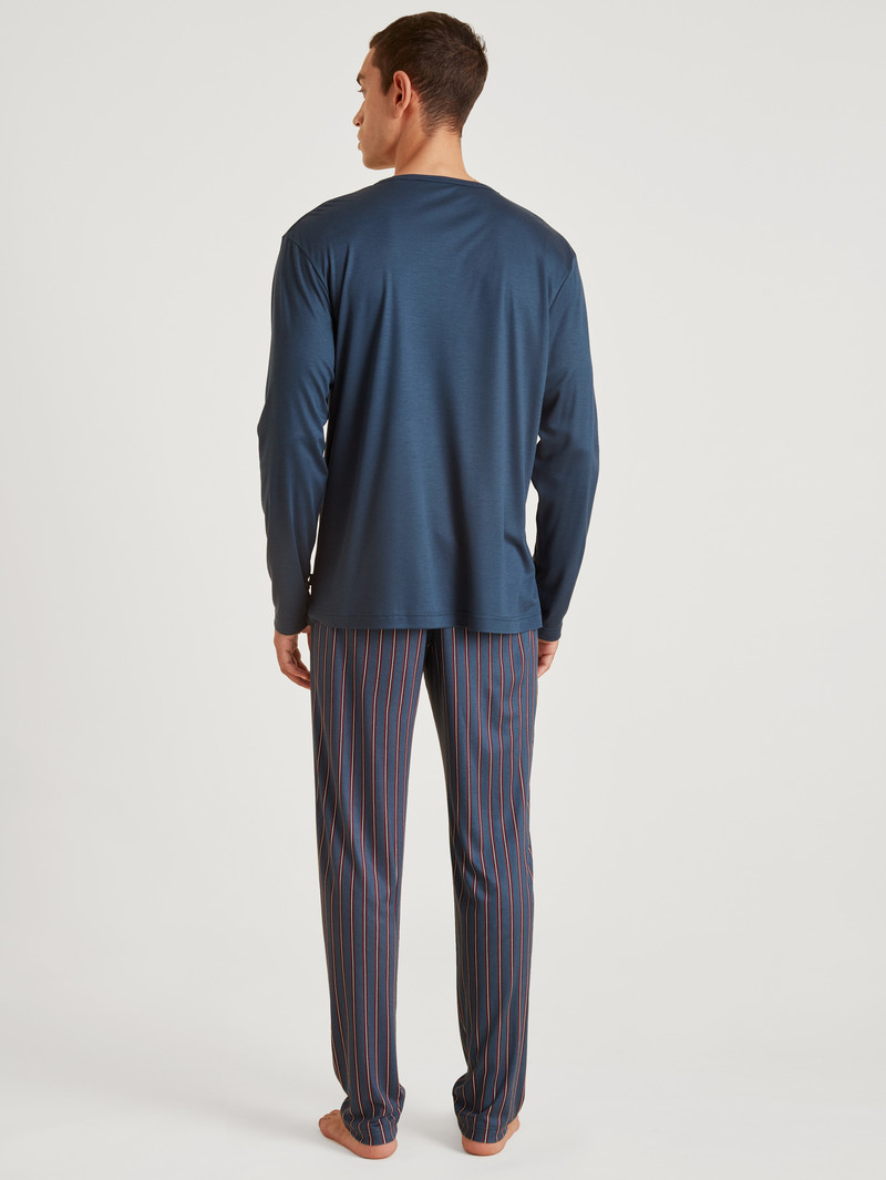 Calida Function Silk Pyjama Nachtwäsche Herren Blau | 14605-TBDO