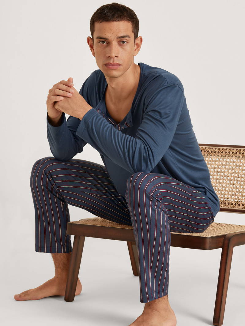 Calida Function Silk Pyjama Nachtwäsche Herren Blau | 14605-TBDO