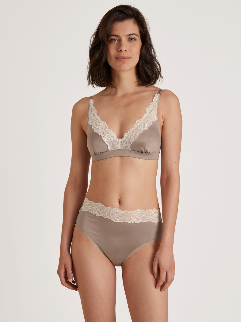 Calida Glamorous Lace Brief Unterwäsche Damen Etherea Taupe | 26137-FODM