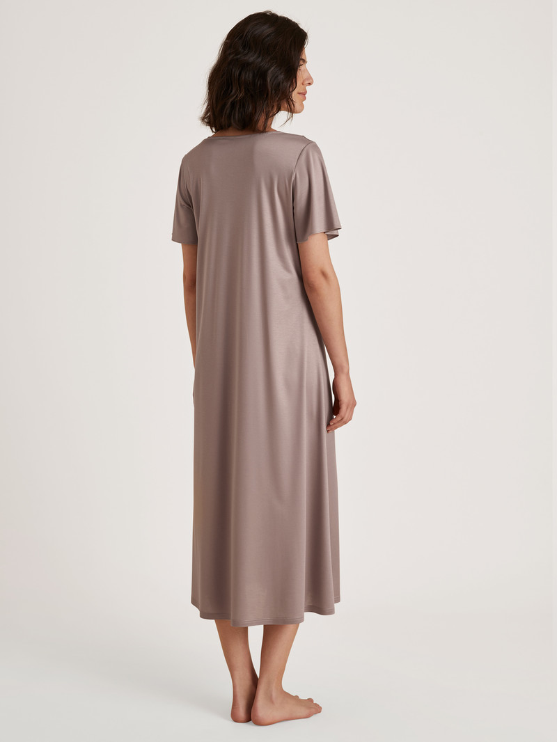 Calida Glamorous Nights Sleepshirt, Length 120 Cm Nachtwäsche Damen Etherea Taupe | 02986-VHSB