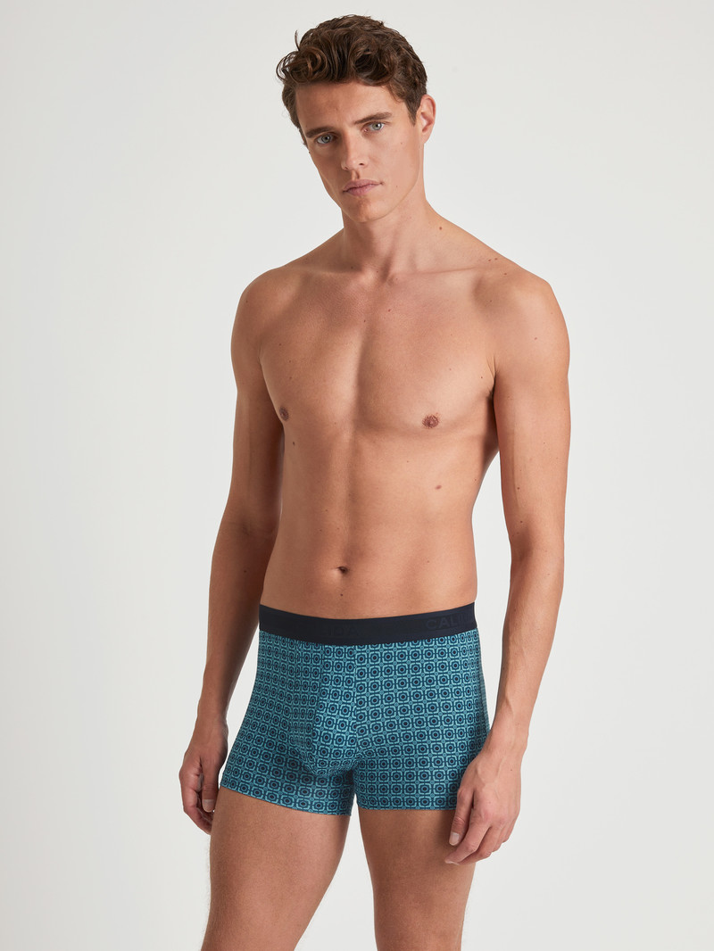 Calida Grafic Cotton Boxer Brief Unterwäsche Herren Blau | 08942-MYOS