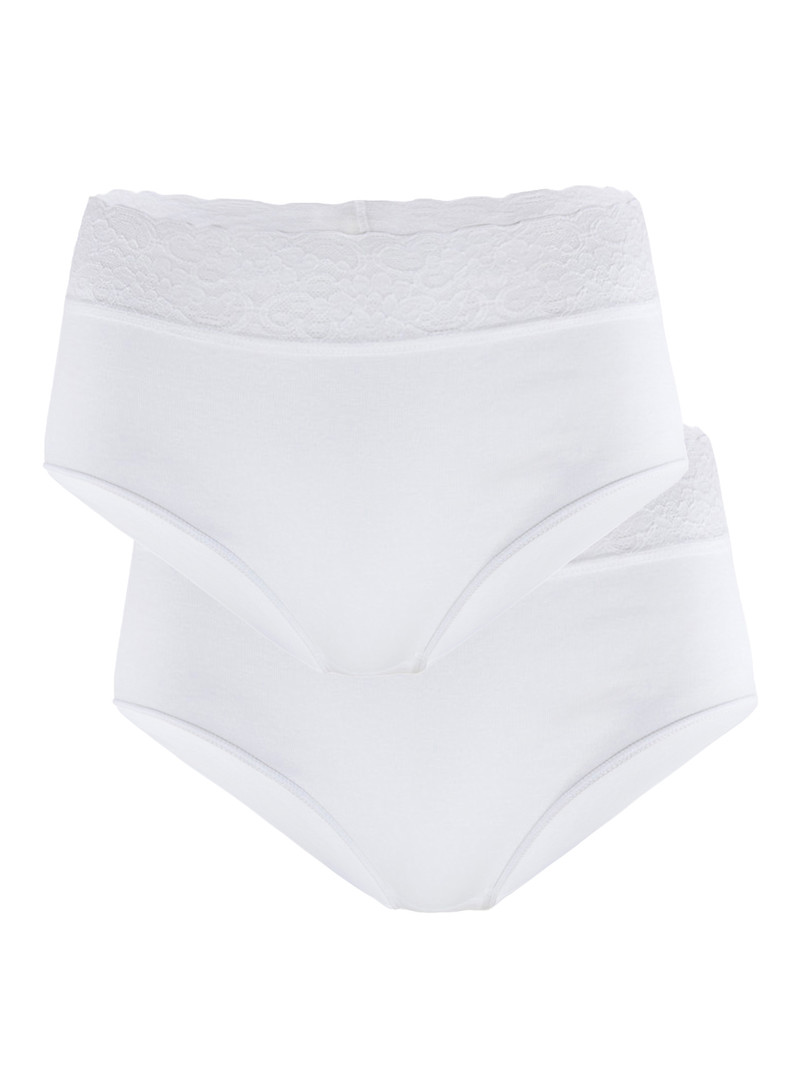 Calida Iconics Midi-brief, 2er-pack Unterwäsche Damen Weiss | 61052-EQHF