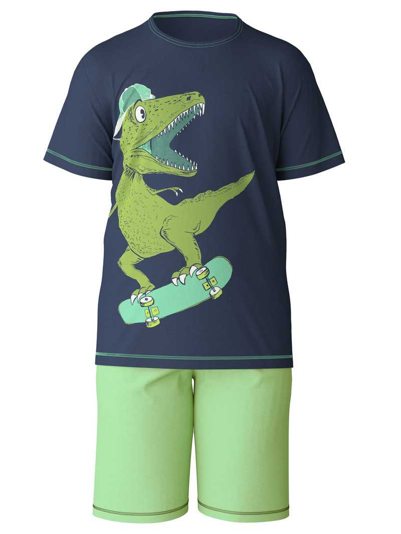 Calida Kids Dino Short Pyjama Pyjama Kinder Blau | 90527-WUSK