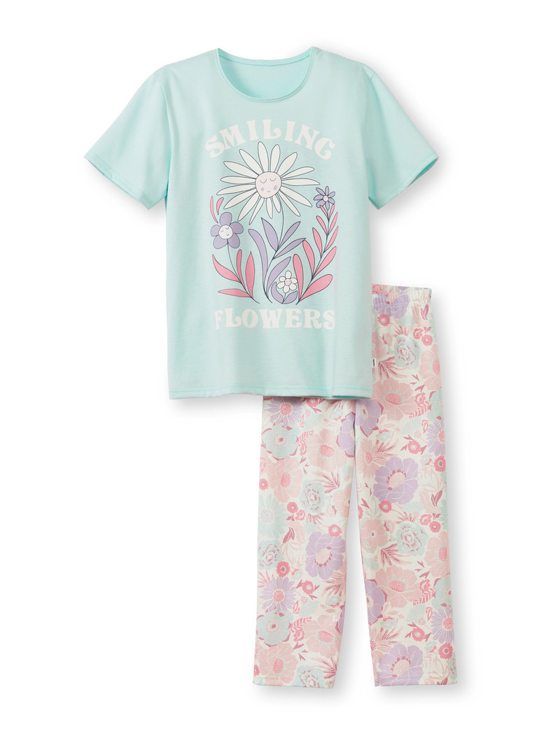 Calida Kids Flowers 3/4 Pyjama Pyjama Kinder Blau | 12684-GTQJ