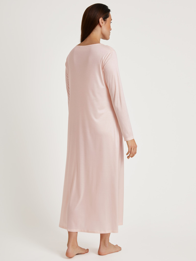 Calida Lace Nights Long-sleeved Nightdress, Length 125 Cm Nachtwäsche Damen Rosa | 48057-QSLG