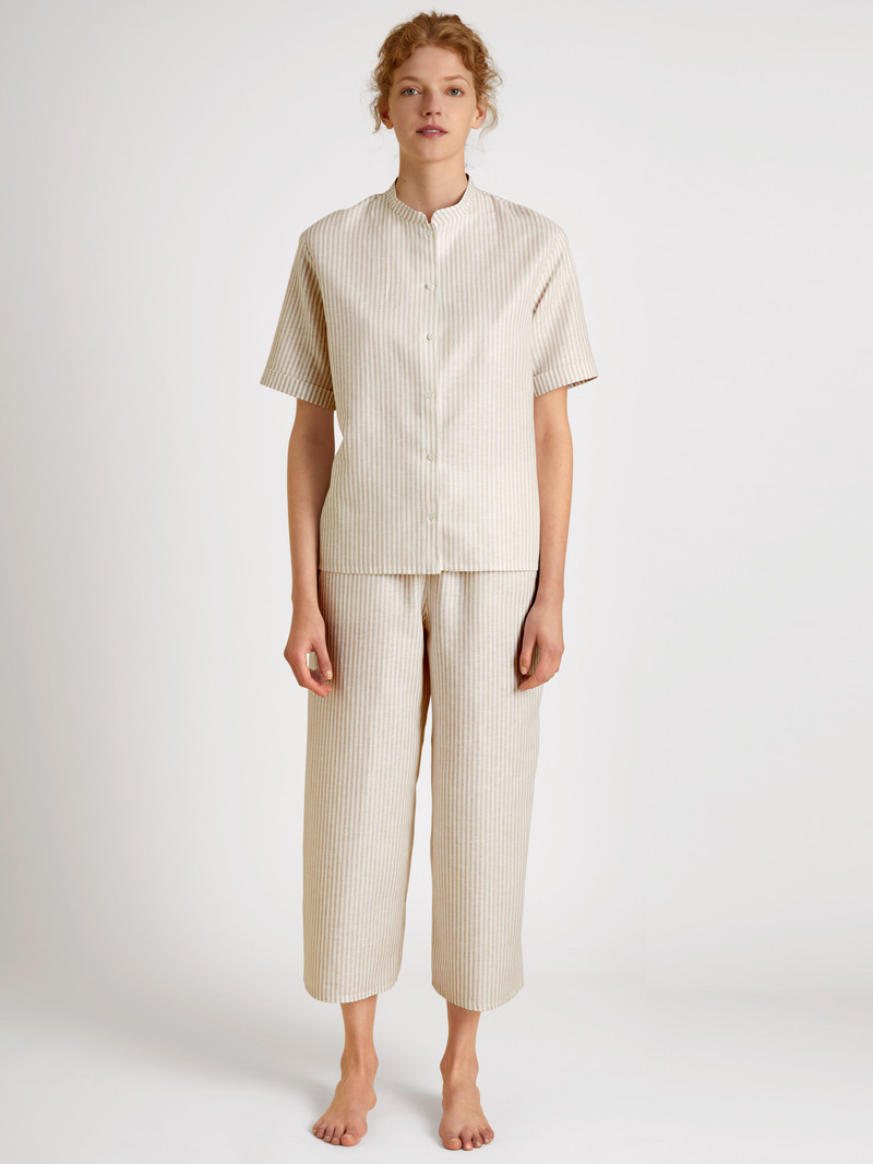 Calida Linen Nights 7/8 Pyjamas Nachtwäsche Damen Etherea Taupe | 32841-RSGQ