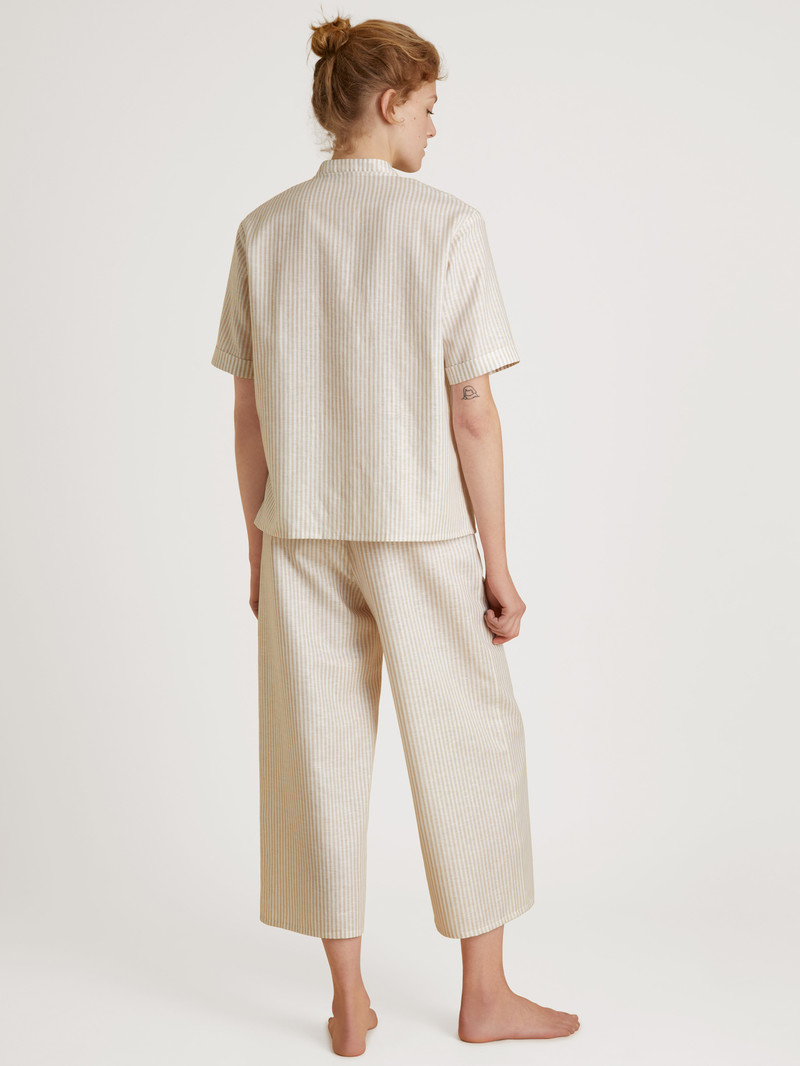 Calida Linen Nights 7/8 Pyjamas Nachtwäsche Damen Etherea Taupe | 32841-RSGQ